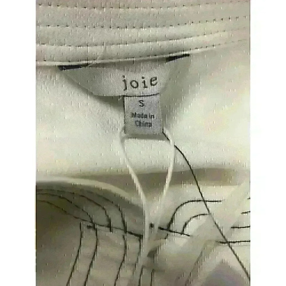 NWT! Joie Mirna Size S Gathered Crepe Porcelain Blouse 1/4 Button Balloon Sleeve - Picture 10 of 11